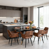 Round Table Table Table Table Timber Ø80 cm with 4 black velvet chairs, modern and comfortable style