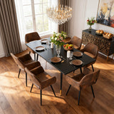 Round Table Table Table Table Timber Ø80 cm with 4 black velvet chairs, modern and comfortable style