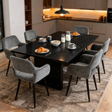 Set 6 skandinavischer Esszimmer Sessel mit grauen Samtarmlehnen - Cromwell Cord