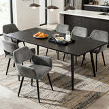 Set 6 skandinavischer Esszimmer Sessel mit grauen Samtarmlehnen - Cromwell Cord