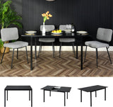 Table de salle à manger extensible industrielle pour 4 à 6 personnes en bois MDF noir - BARI
