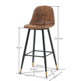 Lot de 4 tabourets de bar industriels avec dossier en suédine - CHARLTON BAR