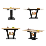 Table à manger télescopique extensible aspect bois avec pieds en croix