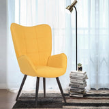 Scandinavian armchair with armrests in yellow fabric with stitching - bogdan