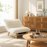 Fauteuil en velours côtelé beige sans accoudoirs