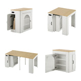 Îlot de cuisine mobile blanc avec plateau extensible et fonction de recharge
