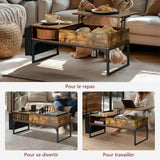 HIPTIAL COWABLE COWABLE mit verstecktem Speicher, Hebung und Seitentasche, Vintage -Holz und schwarzes Metall - Zola