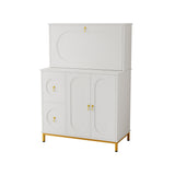 Multifunctional secretary with folding worktop and large storage spaces in white