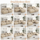 Ensemble de canapés avec accoudoirs incurvés et base antidérapante en tissu velours côtelé doux pour le salon, beige,siège 3