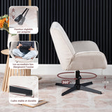 Pivotable adjustable leisure chair with beige velvet armrests - Durothil