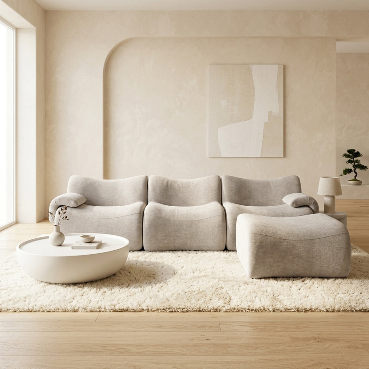Canapé modulaire chenille gris 3 place