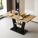 Table à manger télescopique extensible aspect bois avec pieds en croix