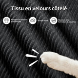 Ensemble de canapés avec accoudoirs incurvés et base antidérapante en tissu velours côtelé doux pour le salon, noir, siège 3