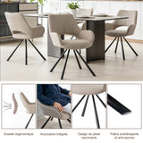 Ensemble de salle à manger de style scandinave comprenant une table ronde en chêne et 2 fauteuils beige