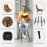 Set of 4 industrial bar stools with suede back - CHARLTON BAR