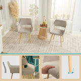 Lot de 6 fauteuils de salle à manger scandinaves avec accoudoirs en tissu beige - CROMWELL