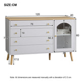 Commode blanche moderne avec 4 tiroirs spacieux et porte en verre trempé