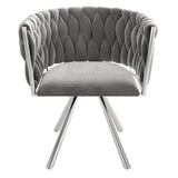 Lot de 4 chaises de salle à manger pivotantes en velours gris avec pieds en métal argenté