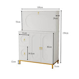 Multifunctional secretary with folding worktop and large storage spaces in white