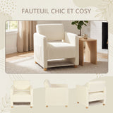 Loungesessel mit Armlehnen aus beigem Cord – DOMCO
