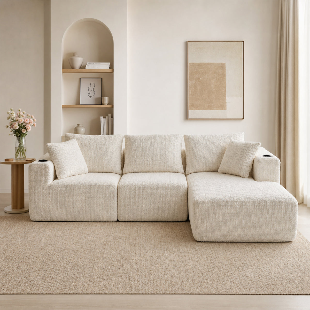 2-Sitzer-Schlafsofa aus dunkelgrauem Stoff mit Seitentaschen, modernes Schlafsofa