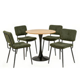 Round Table Table Table Table Timber Ø80 cm with 4 black velvet chairs, modern and comfortable style