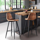 Lot de 6 tabourets de bar industriels avec dossier en suédine - CHARLTON BAR