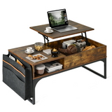 HIPTIAL COWABLE COWABLE mit verstecktem Speicher, Hebung und Seitentasche, Vintage -Holz und schwarzes Metall - Zola