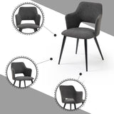 Lot de 6 fauteuils de salle à manger scandinaves avec accoudoirs en tissu gris - AKANJI