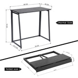 Bureau/table d'ordinateur industriel pliable en bois et en métal noir - ASCOLI
