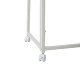 Bureau/table d'ordinateur pliant scandinave avec 4 roulettes en bois blanc et en métal blanc - ASCOLI