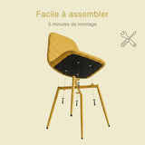 Ensemble de salle à manger de style scandinave comprenant une table ronde en chêne et 4 chaises jaune