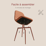 Ensemble de salle à manger de style scandinave comprenant une table ronde en chêne et 4 chaises terracotta
