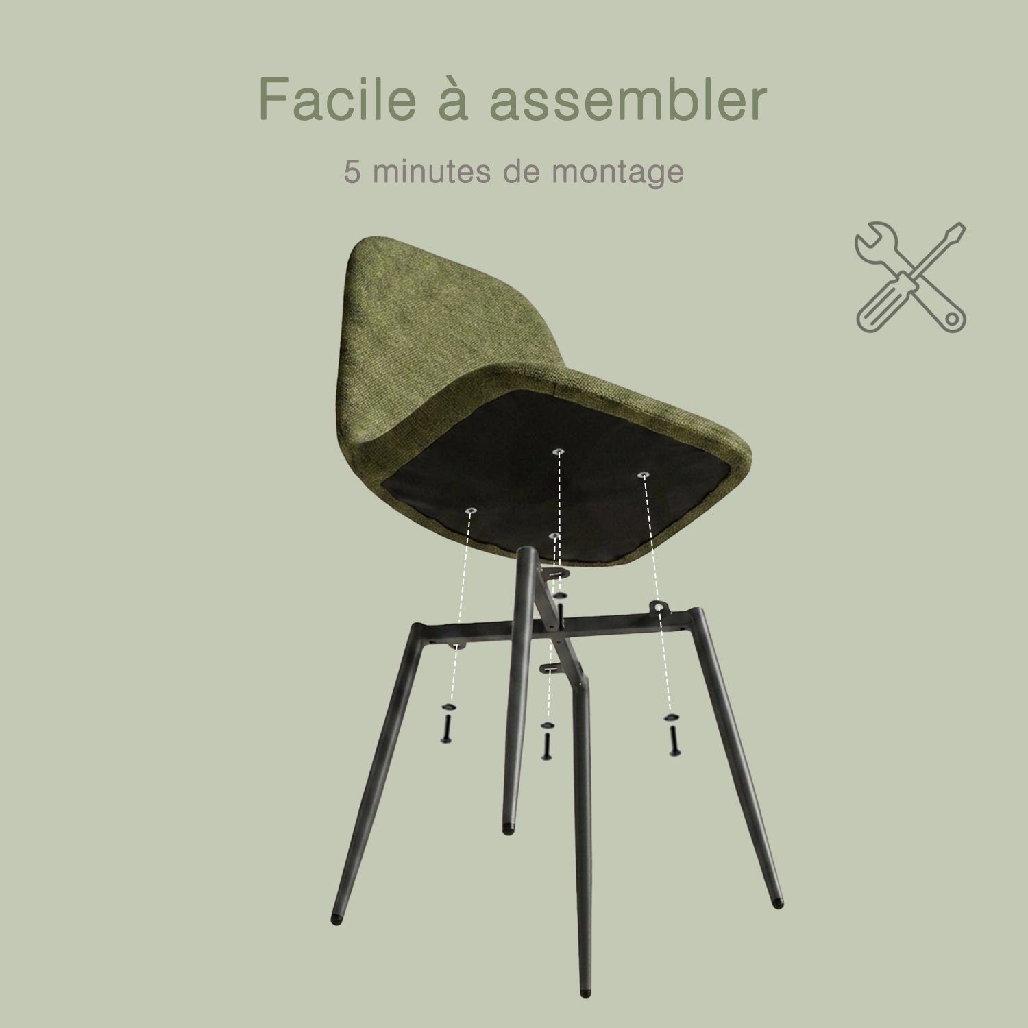Ensemble de salle à manger de style scandinave comprenant une table ronde en chêne et 4 chaises vert