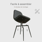 Ensemble de salle à manger de style scandinave comprenant une table ronde en chêne et 4 chaises gris