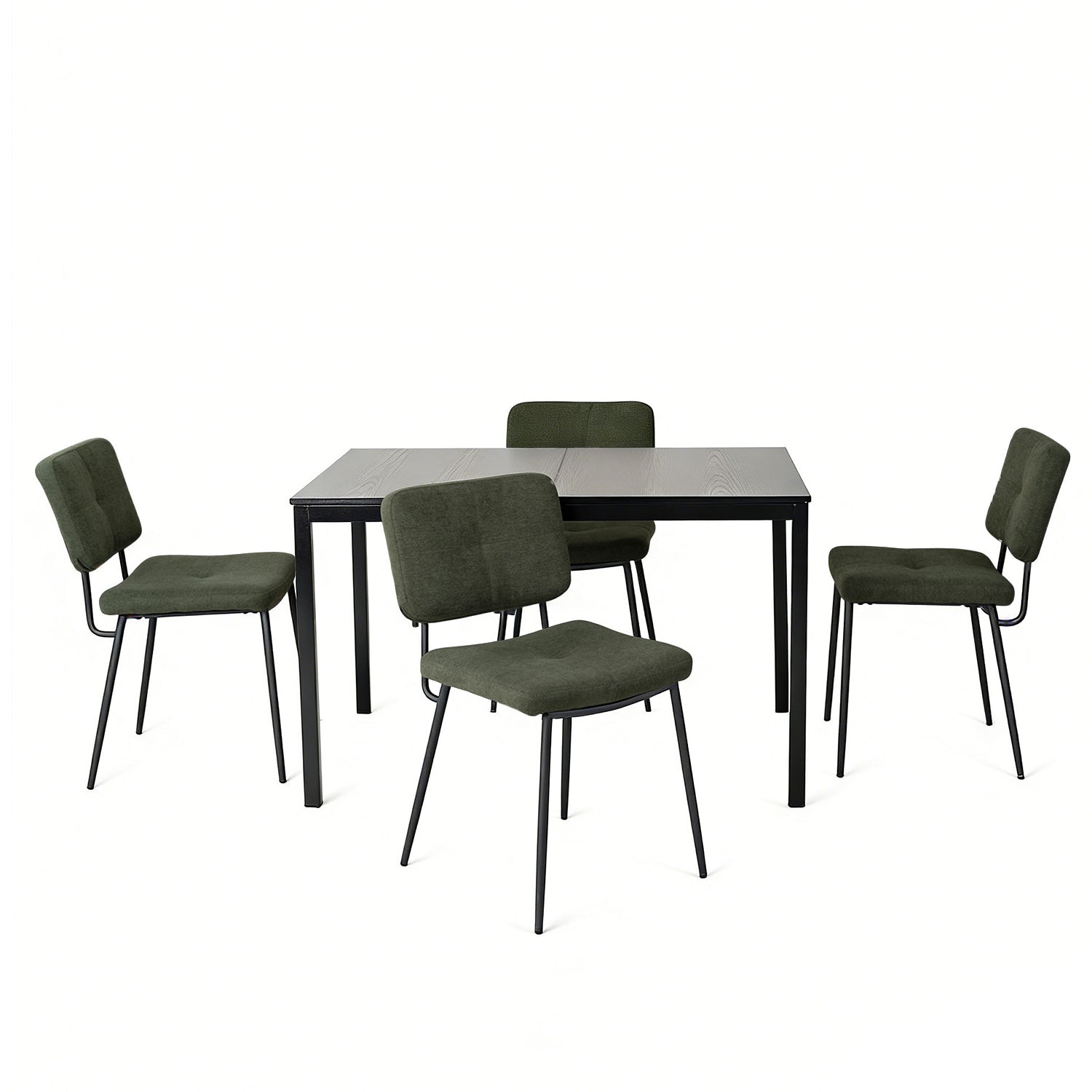 Runder Tisch in Walnussoptik Ø80 cm mit 4 schwarzen Samtstühlen, moderner und komfortabler Stil