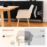 Ensemble de salle à manger de style scandinave comprenant une table ronde en chêne et 2 chaises en velours côtelé beige