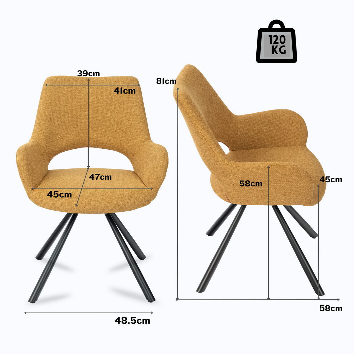 Runder Tisch in Walnussoptik Ø80 cm mit 4 schwarzen Samtstühlen, moderner und komfortabler Stil