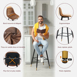 Set of 2 industrial bar stools with suede back - CHARLTON BAR