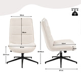 Fauteuil de loisirs réglable en tissu chenille beige pivotant à 360° - CHARLOTTE