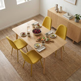 Lot de 4 chaises de salle à manger en tissu jaune doux, chaises de détente avec dossier et pieds métalliques assortis scandinave - CHARLTON