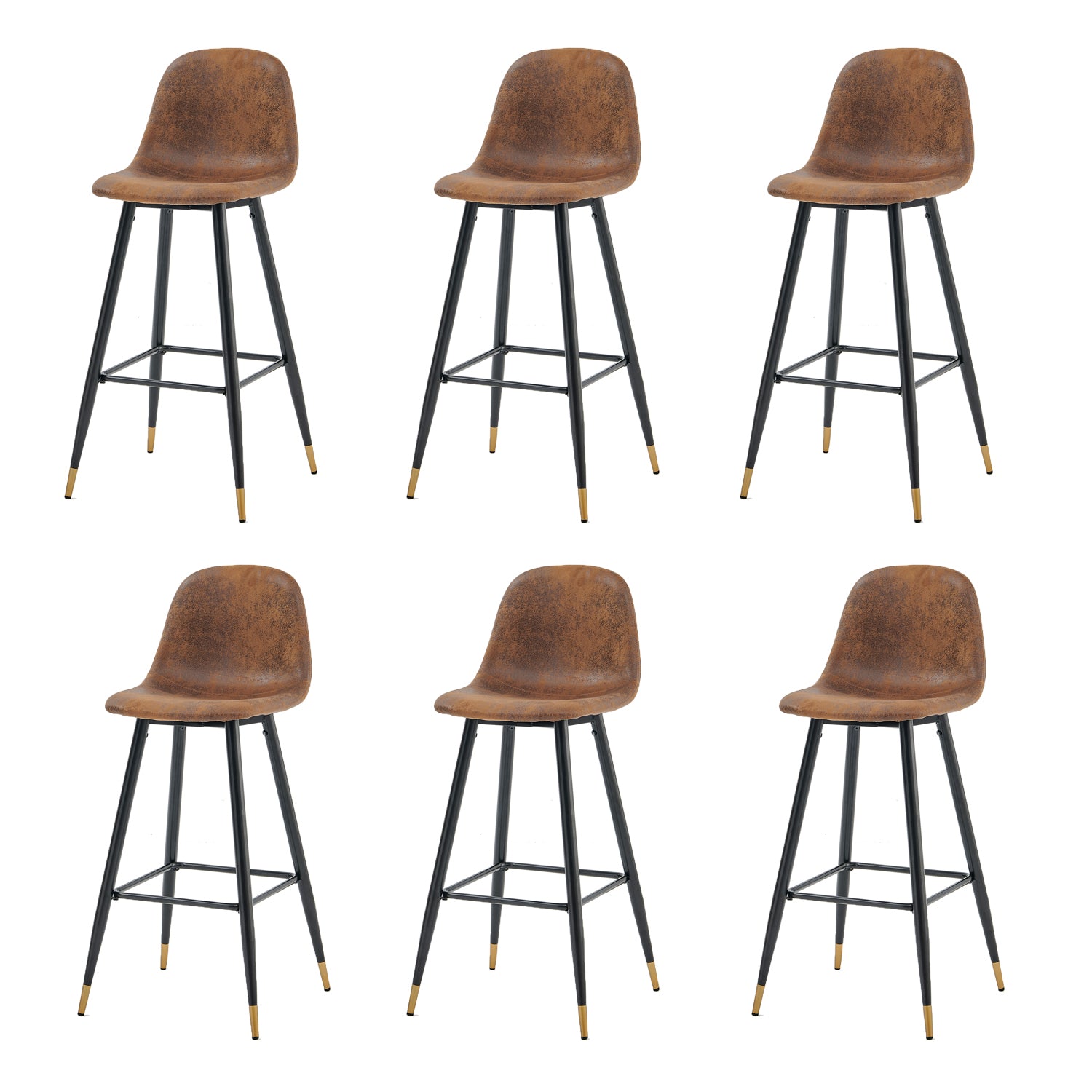 Set of 6 industrial bar stools with suede file - Charlton Bar