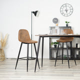 Lot de 6 tabourets de bar industriels avec dossier en suédine - CHARLTON BAR