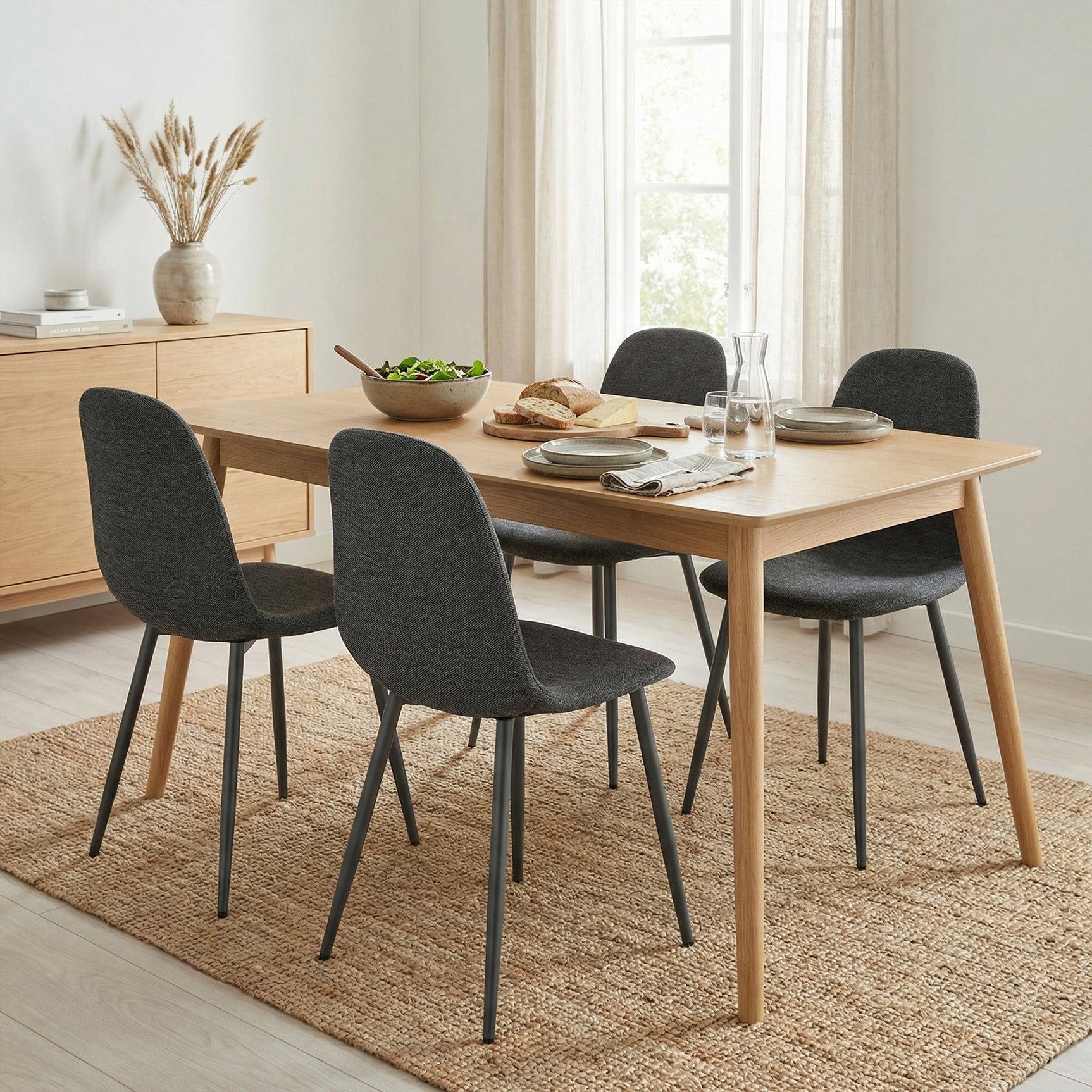 Set of 4 industrial dining chairs in suede - Charlton