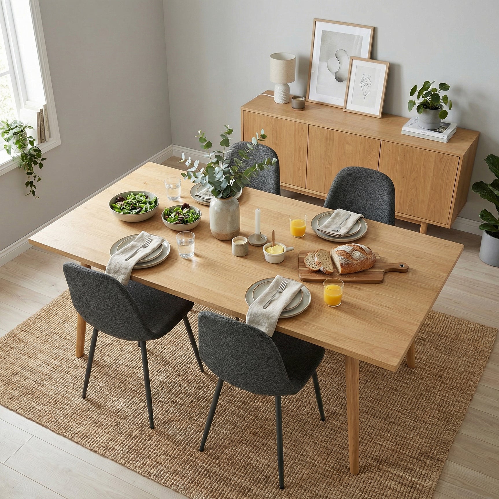 Set of 4 industrial dining chairs in suede - Charlton