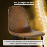 Ensemble de salle à manger de style scandinave comprenant une table extensible noire et 4 chaises en suédine marron