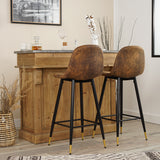 Lot de 4 tabourets de bar industriels avec dossier en suédine - CHARLTON BAR