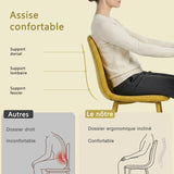 Ensemble de salle à manger de style scandinave comprenant une table ronde en chêne et 4 chaises jaune