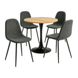 Ensemble de salle à manger de style scandinave comprenant une table ronde en chêne et 4 chaises gris