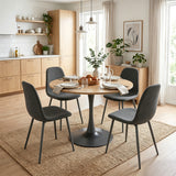 Ensemble de salle à manger de style scandinave comprenant une table ronde en chêne et 4 chaises gris